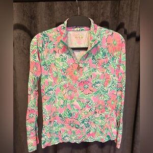 Lilly Pulitzer Vibrant Pink and Green Long Sleeve Top